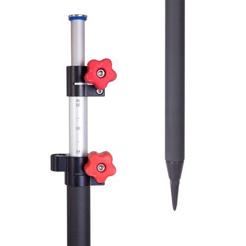 A black pole with red buttons on it on a white background.