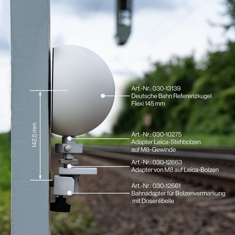 A white ball is attached to a pole with measurements on it
