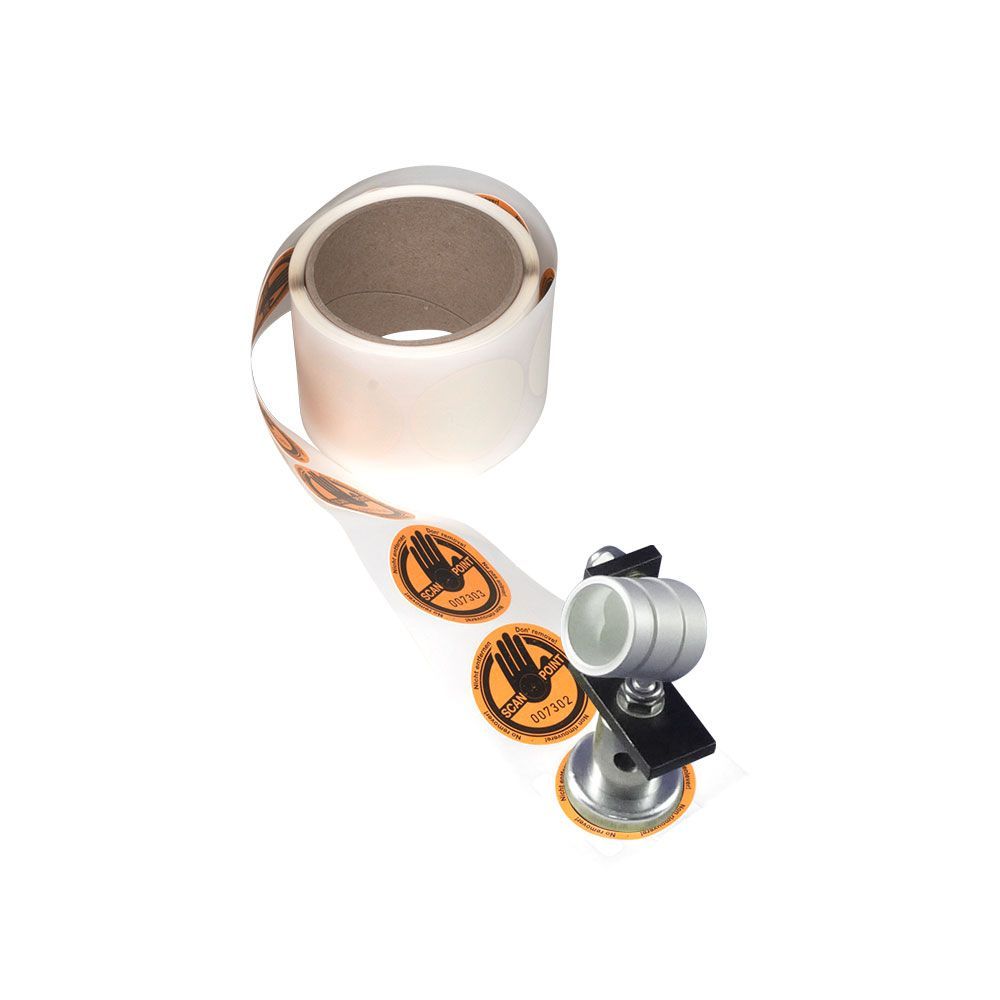 A metal object with a sticker on it that says