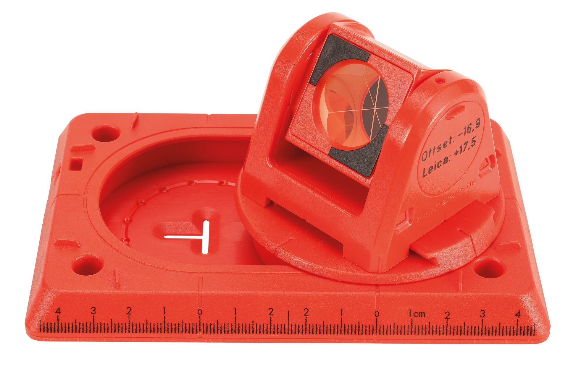 A red measuring device with the letter t on it