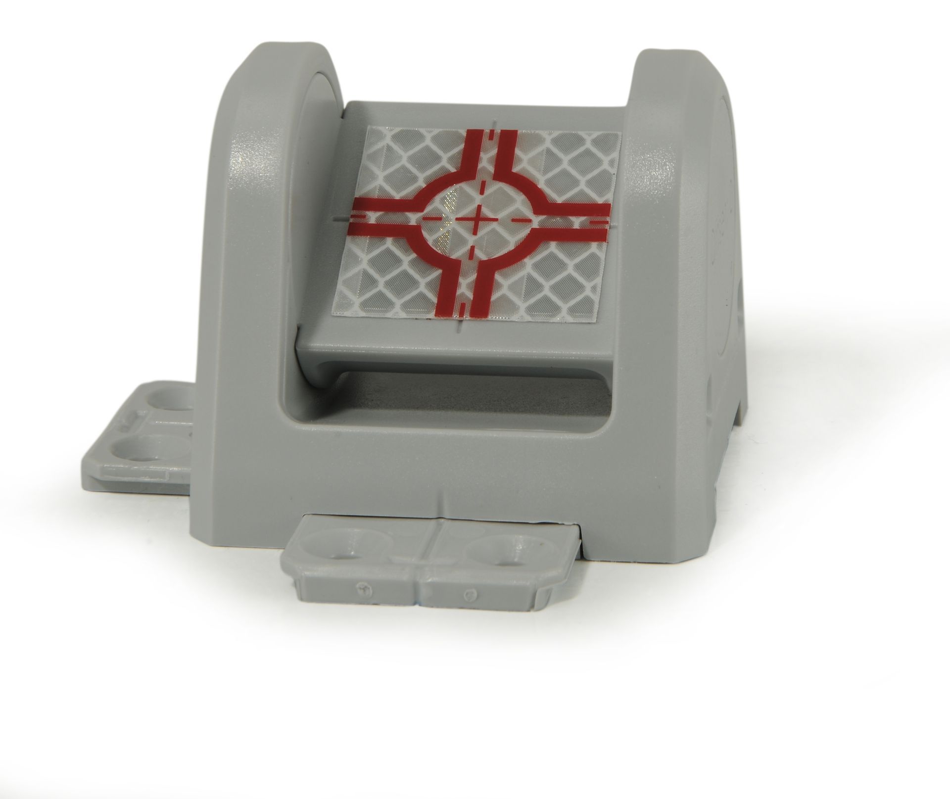 A red object with a white square on it