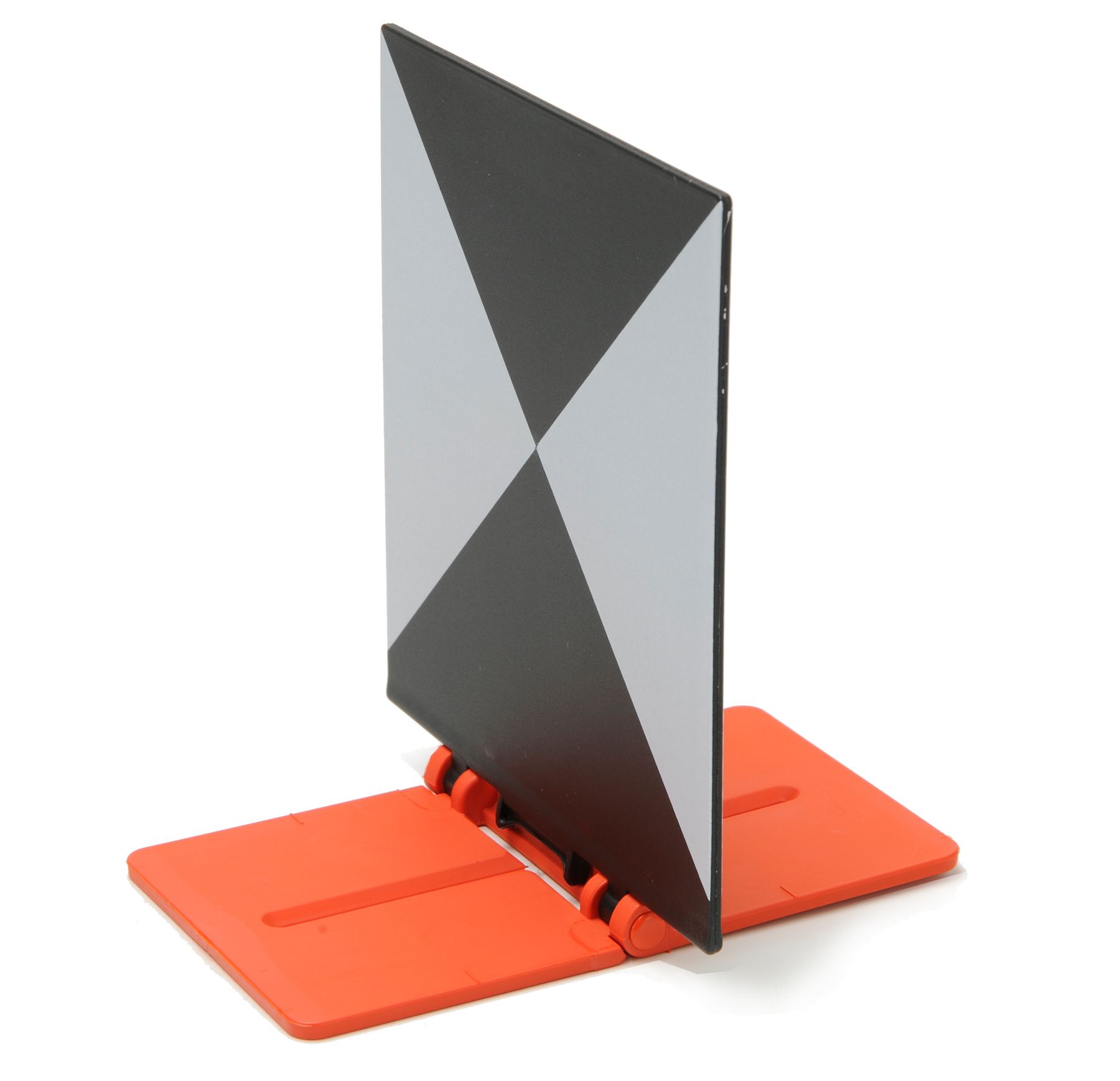 A black and white square on an orange base