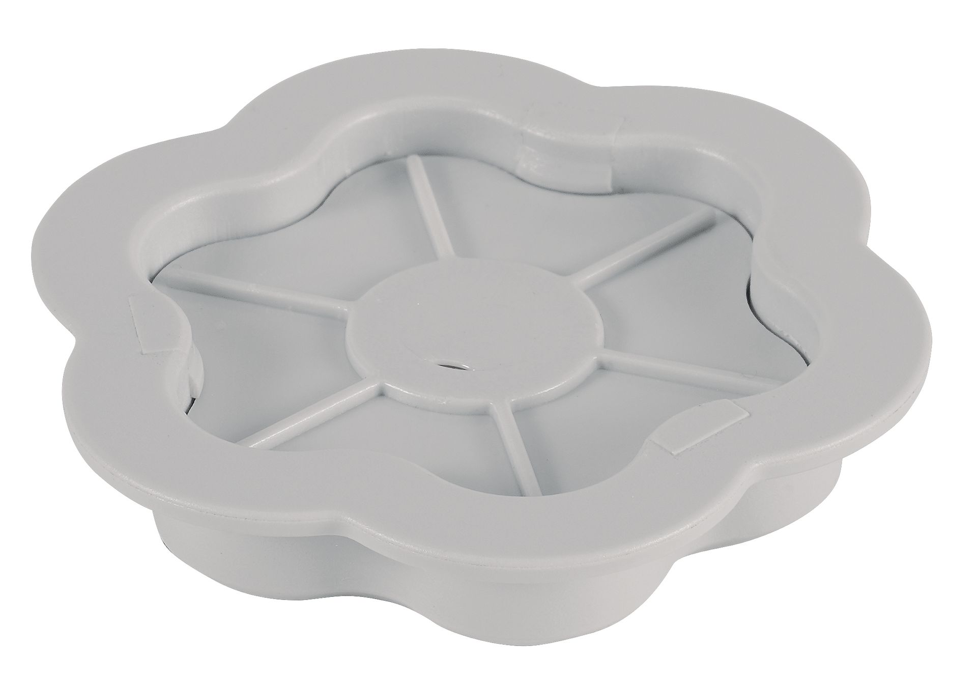 A white plate with a black cross on it.