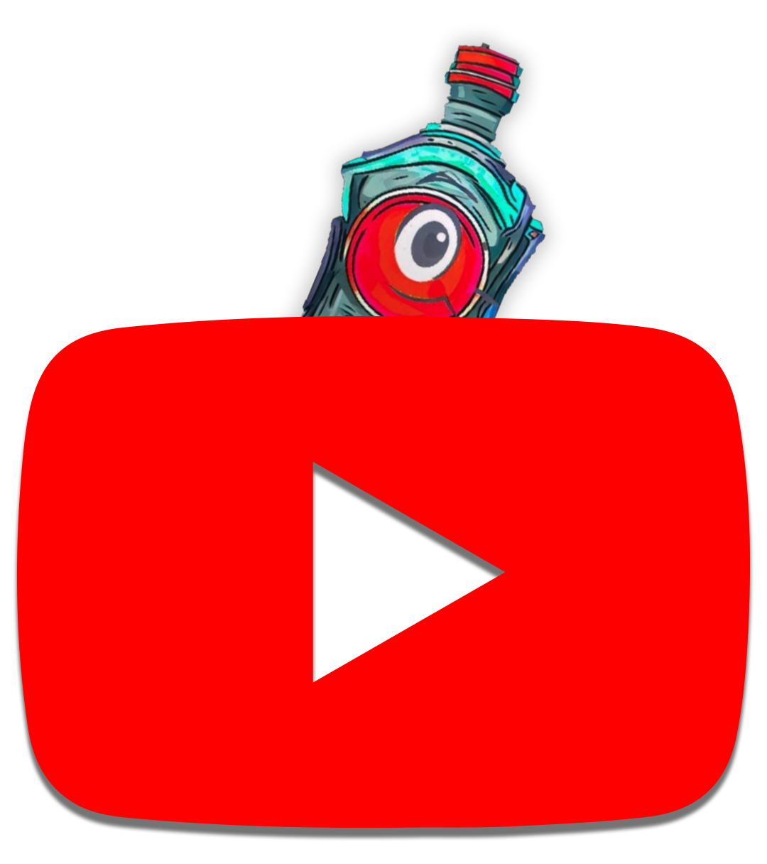 A red youtube icon with a cartoon bottle on it