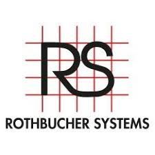The logo for rothbucher systems is a black and red logo with a grid.