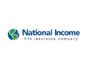 Logo for National Income life insurance company: Globe with blue and green continents next to the text.