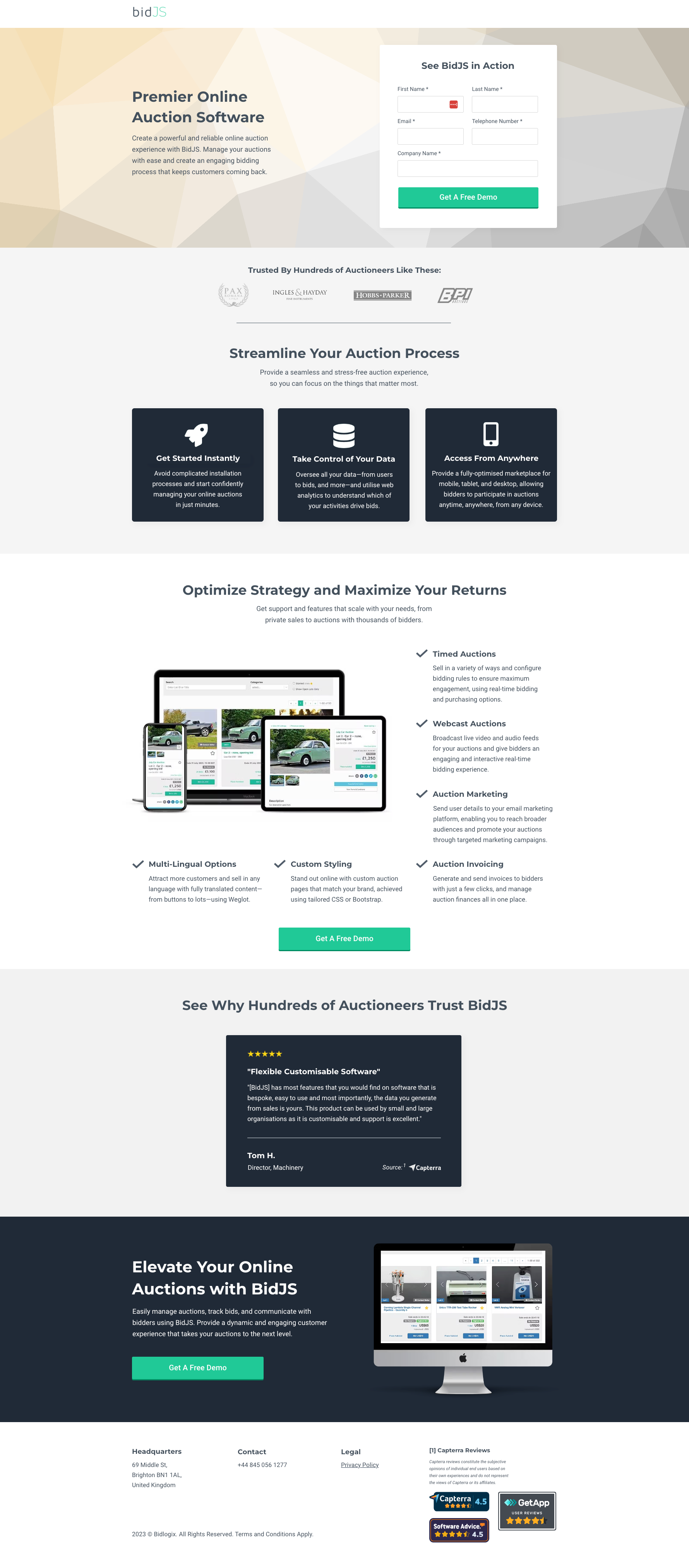 A complete screenshot of the ProjectTeam, Inc. landing page, showcasing layout and design