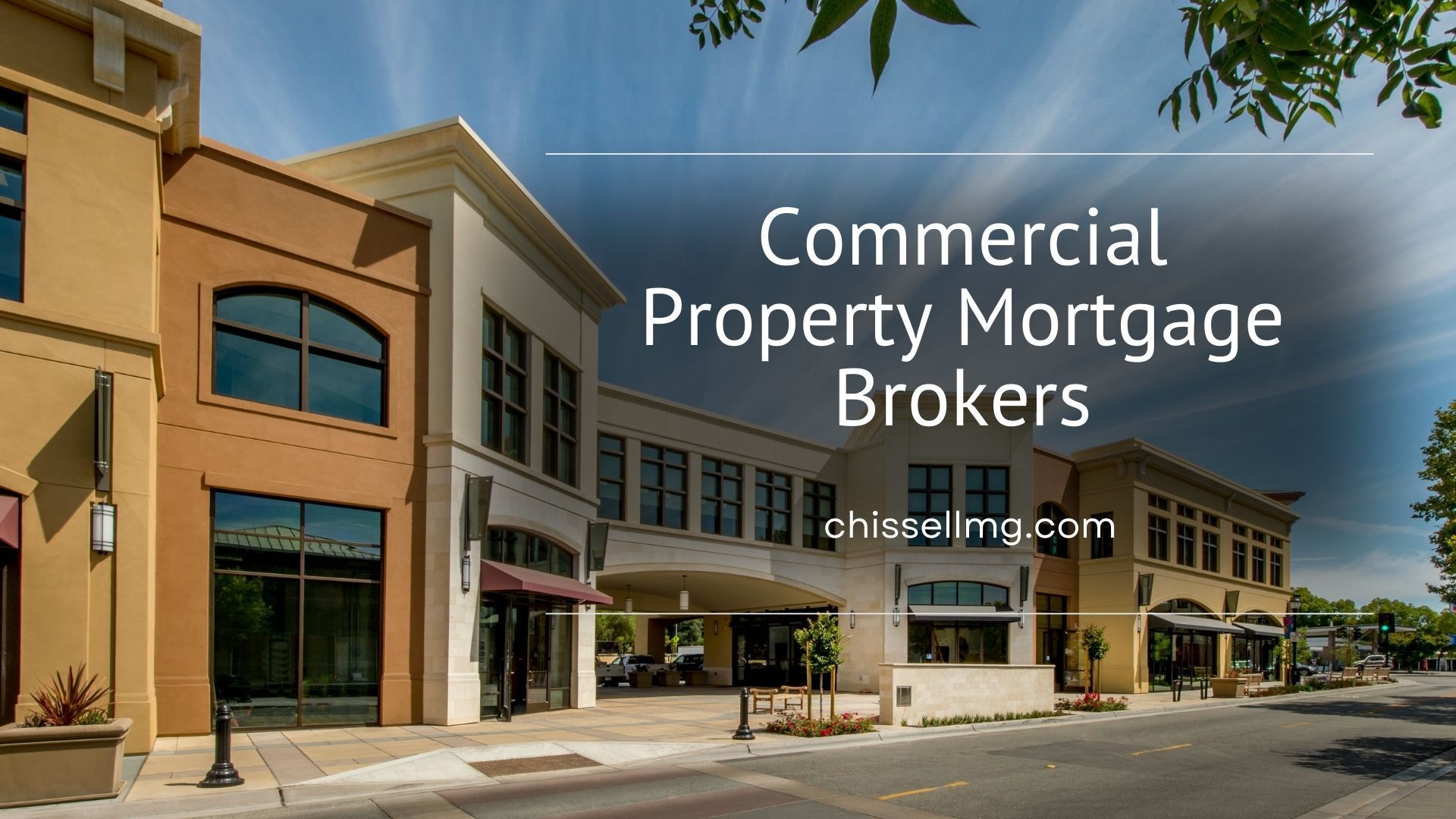 A picture of a building with the words commercial property mortgage brokers on it