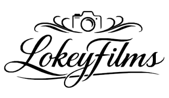 Logo for Lokeyfilms featuring a camera icon above elegant, black cursive text on a white background.