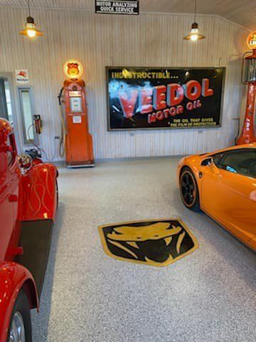 cozy house patio with concrete floor coating