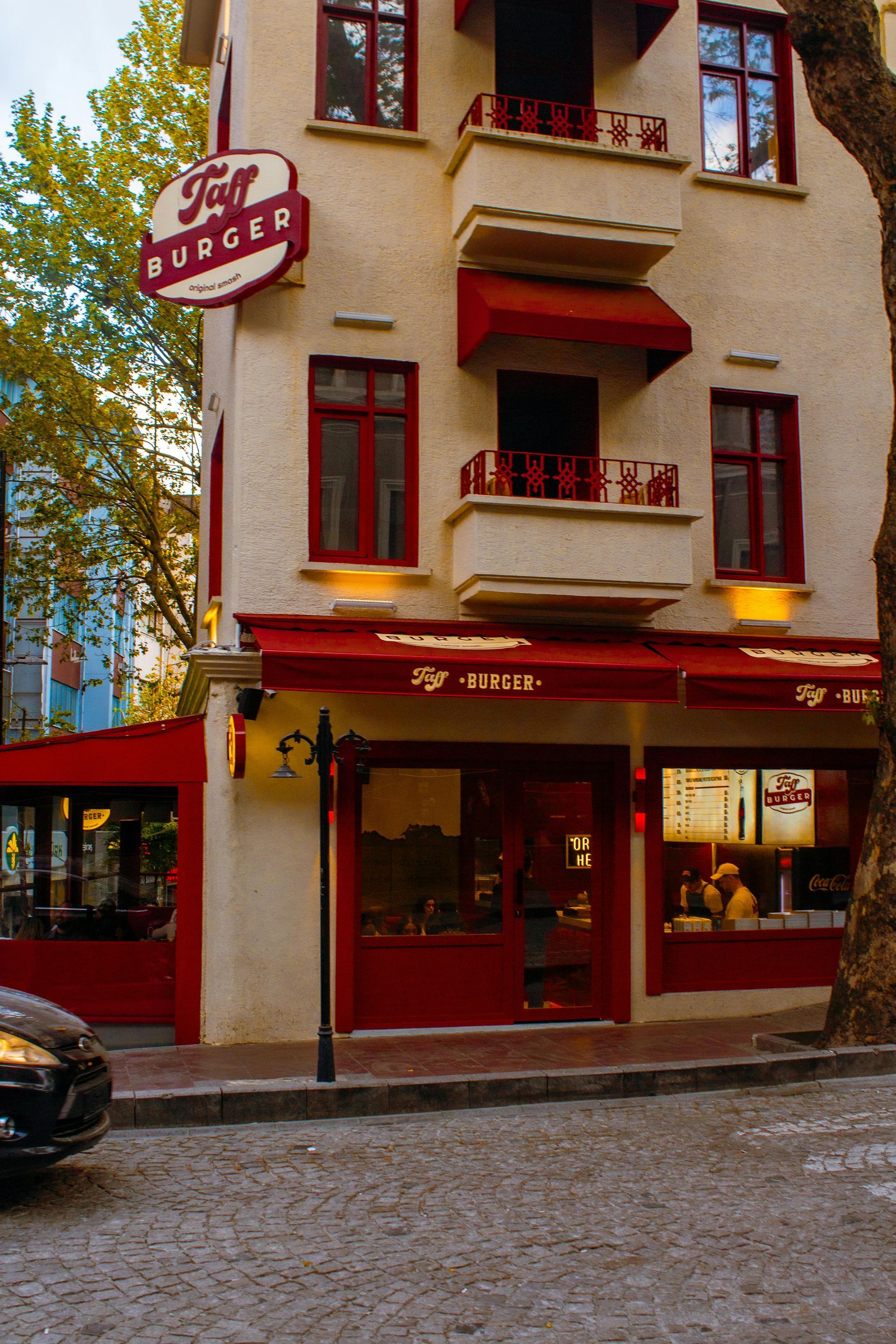 Red and cream building with a 