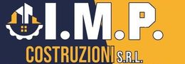 Un cartello blu con scritto imp costruzioni srl
