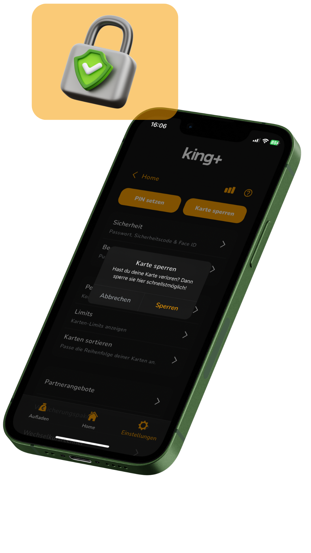 Ein Mobiltelefon mit einem Vorhängeschloss auf dem Bildschirm.
