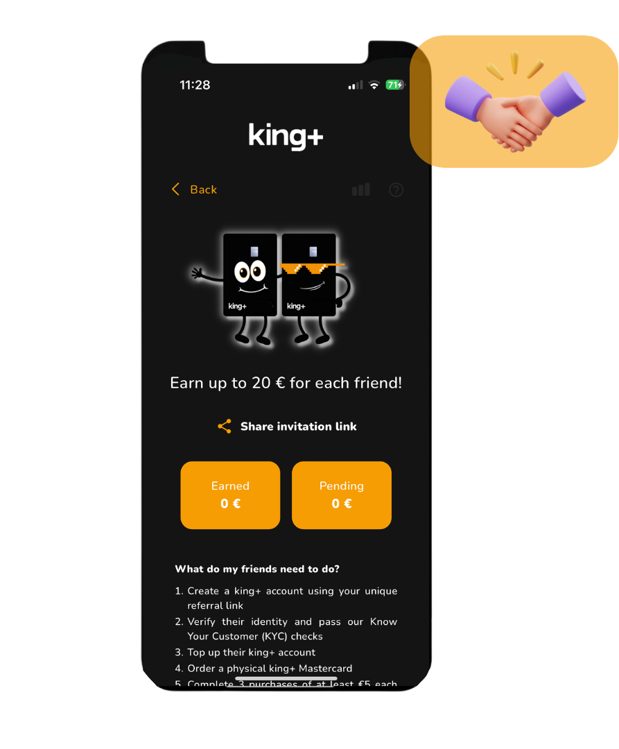 Ein Handy mit einer King+-App darauf.