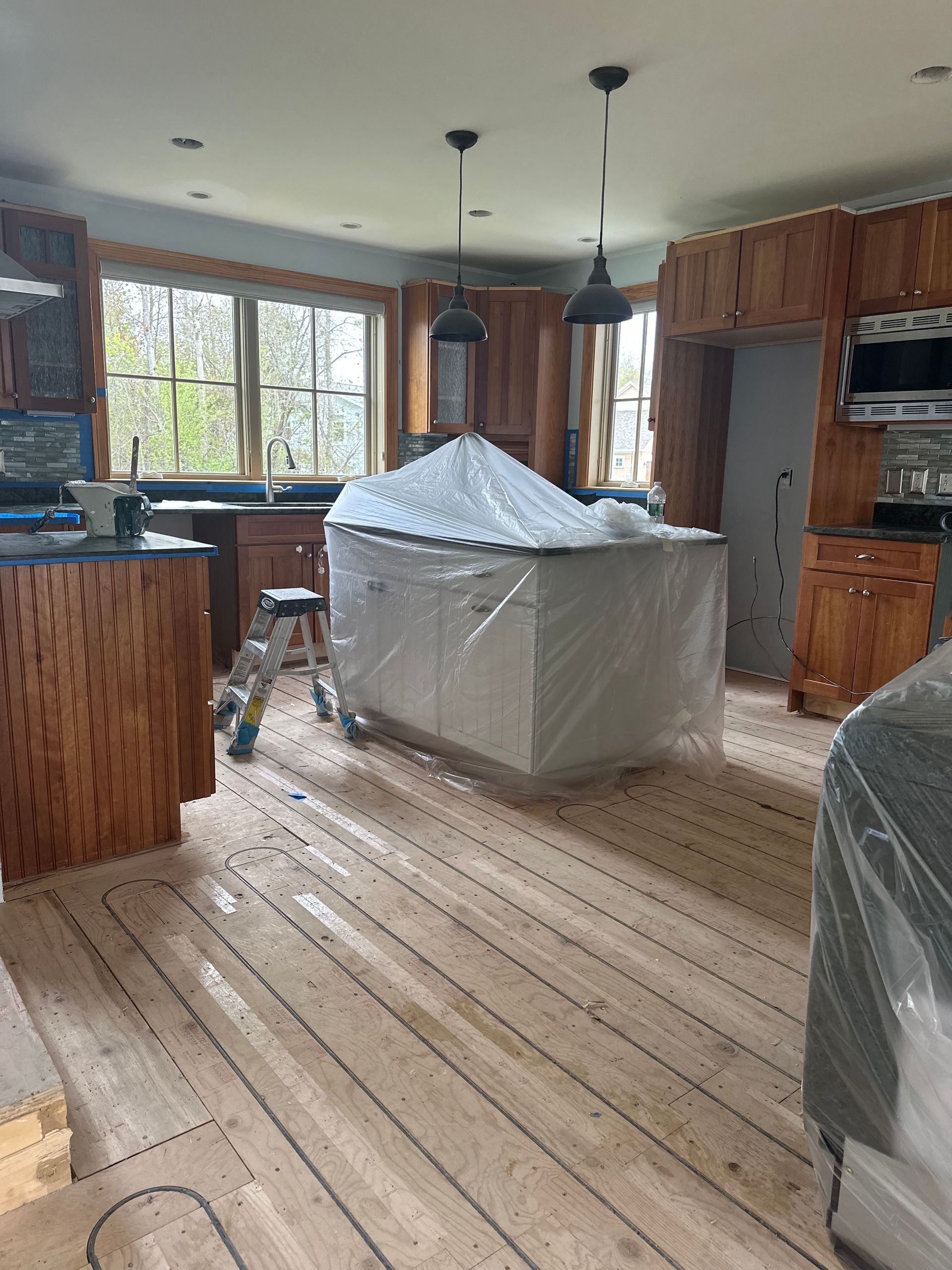 Covered kitchen island before paint job by Jim Steeves
