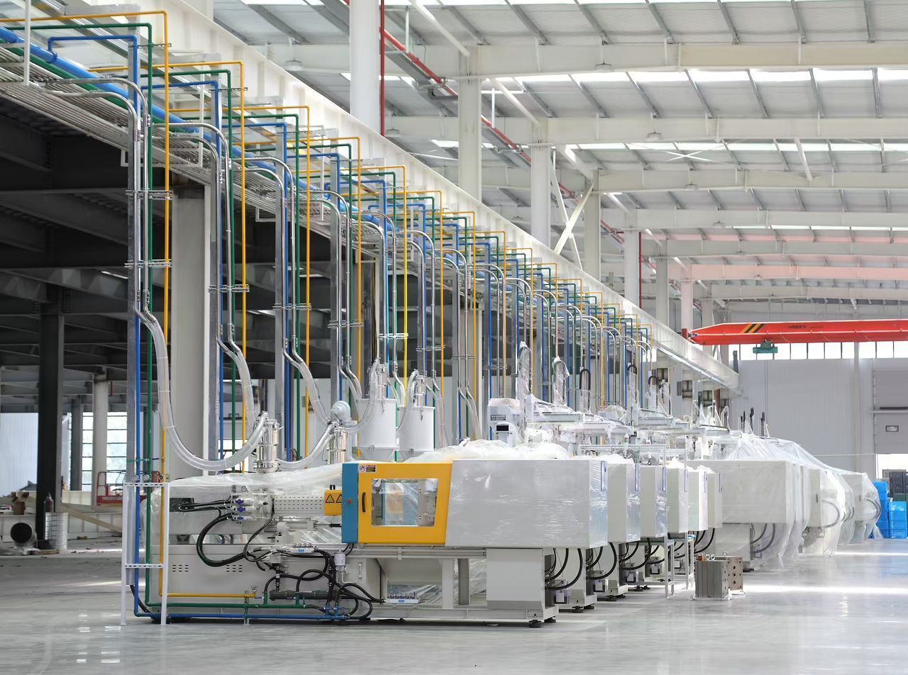 A factory with central material handling system