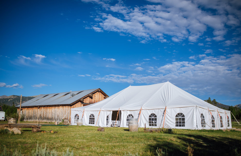 bible barn wedding venue with tent for reception