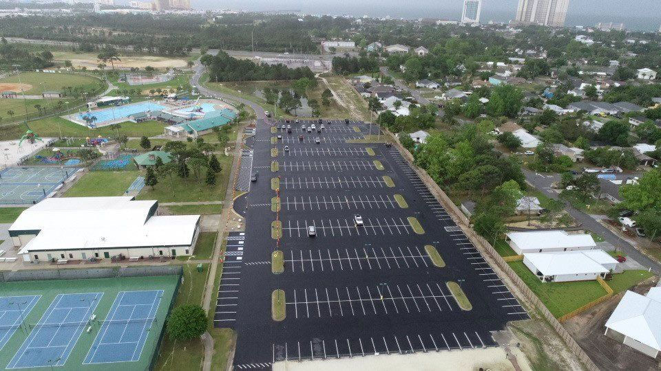 Aerial View of A Parking Lot — Pensacola, FL — Emerald Coast Striping
