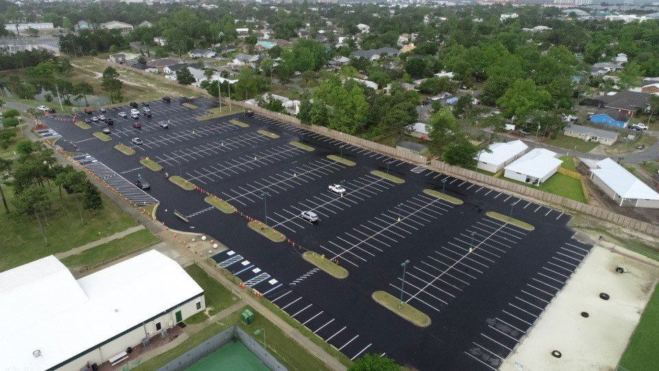 Top View of A Parking Lot — Pensacola, FL — Emerald Coast Striping