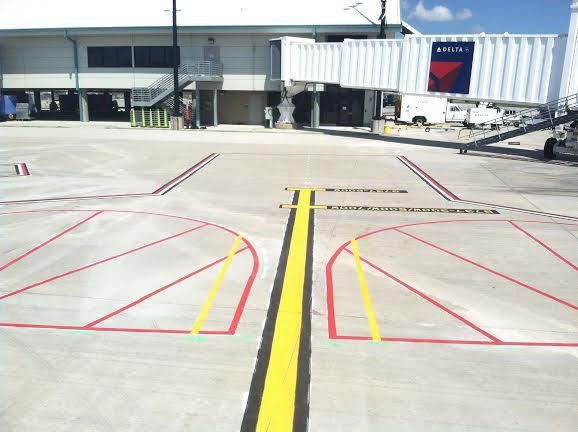 Outside the Terminal Building with Lines on The Ground — Pensacola, FL — Emerald Coast Striping