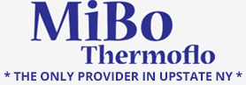 MiBo Thermoflo logo: Blue text on white background. 