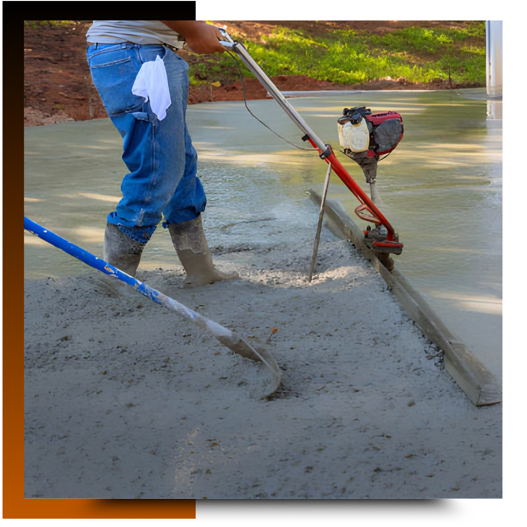 Man is working on a pavement