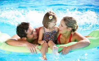 Family in the Pool—Pool Store in Manorville, NY