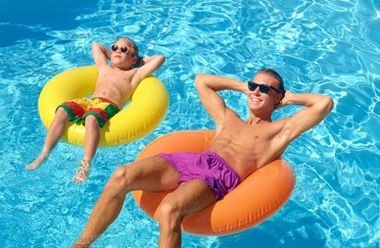 Floating on inner Tubes—Pool Supplies in Manorville, NY