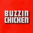 Buzzin chicken is written in white on a red background