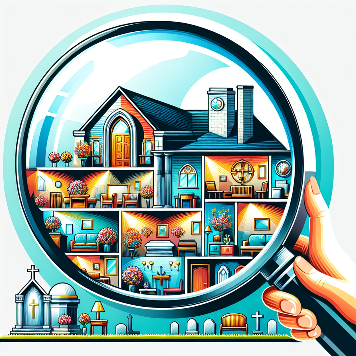 a person is holding a magnifying glass over a house
