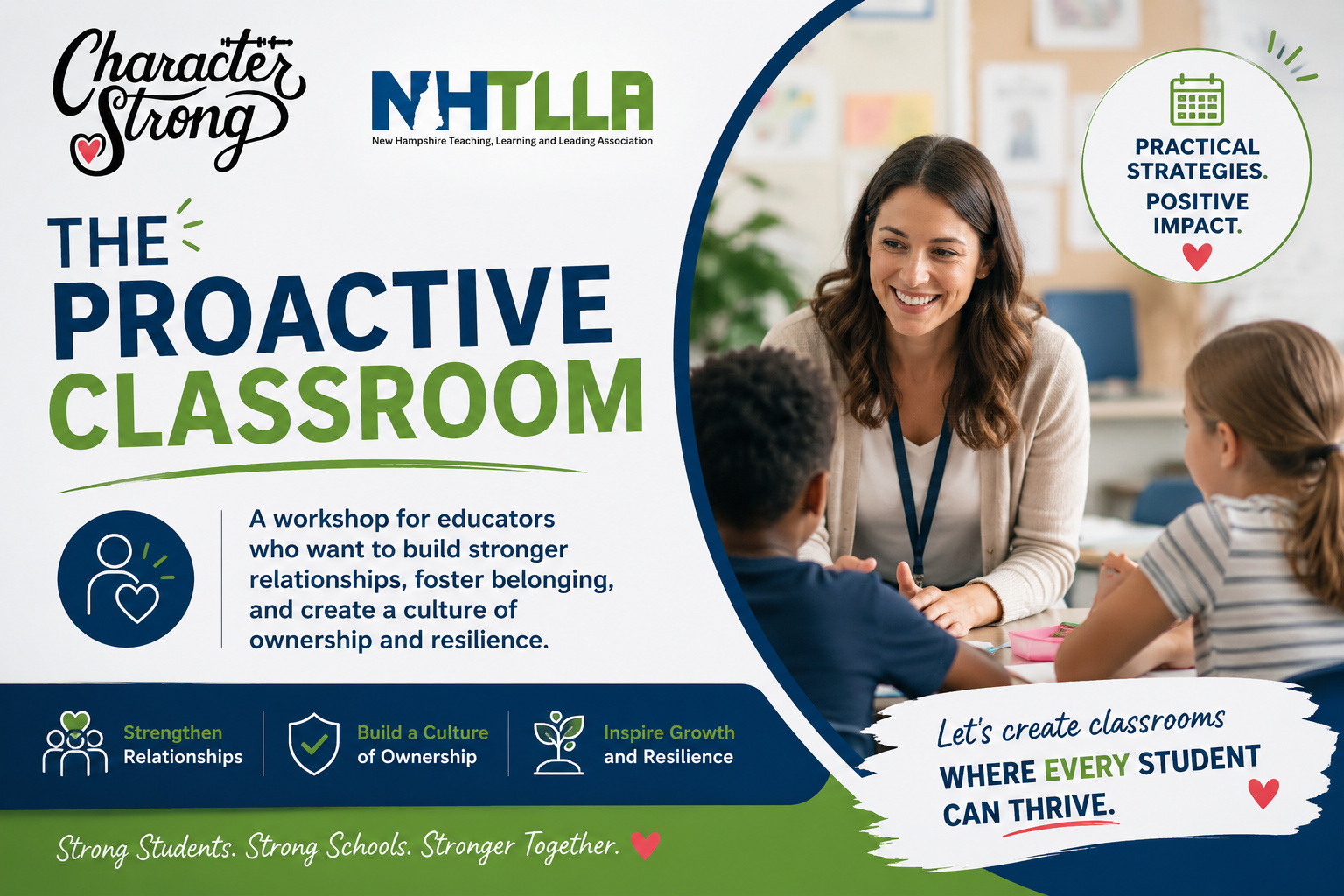 The Proactive Classroom poster with a teacher and student in a bright classroom