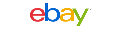 A colorful ebay logo on a white background