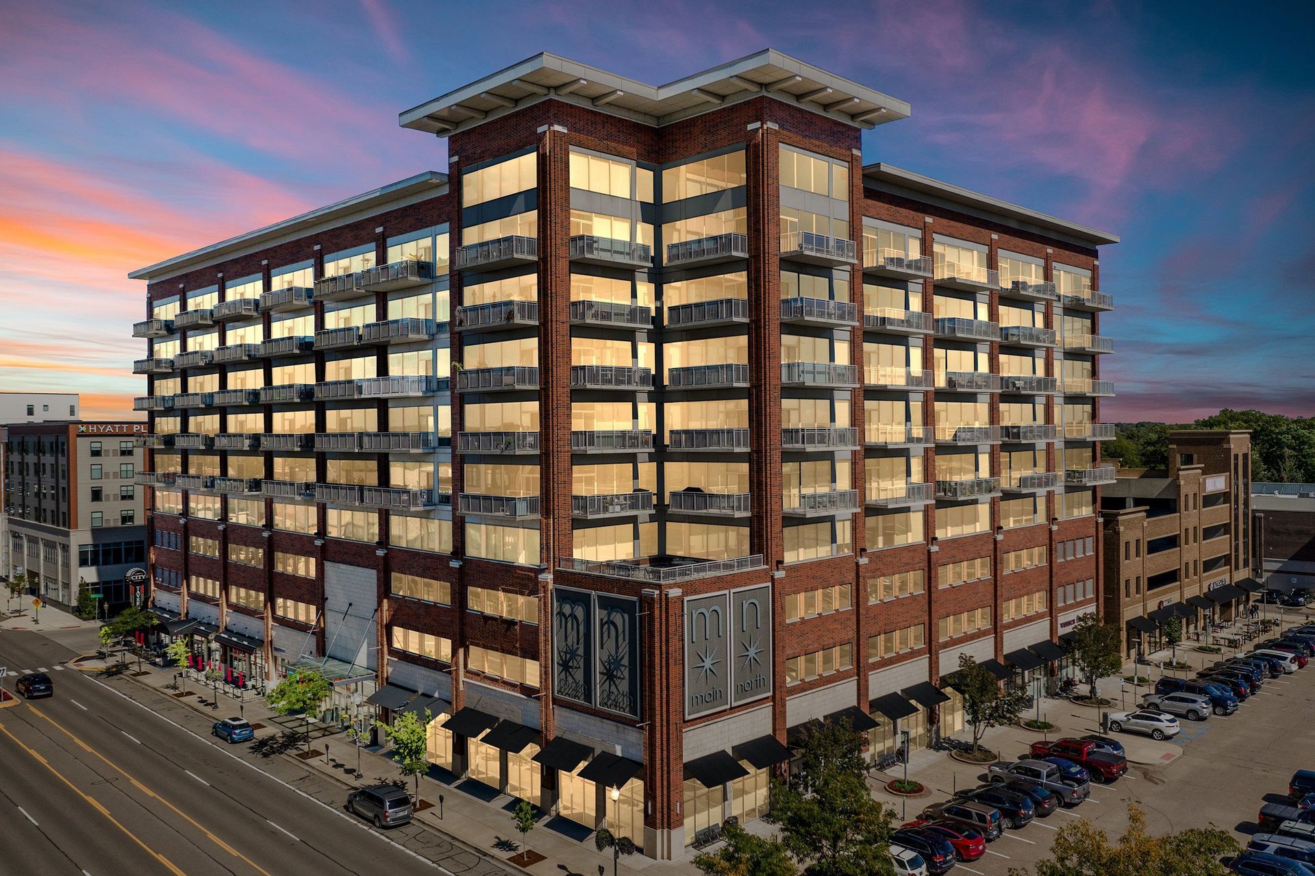 Drone photograph of 350 N Main St in Royal Oak Michigan by Stylish Detroit