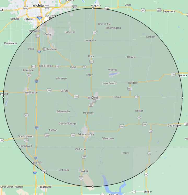 Map — Winfield, KS — Ark Valley Cleaning