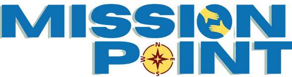 A blue and yellow logo for mission point