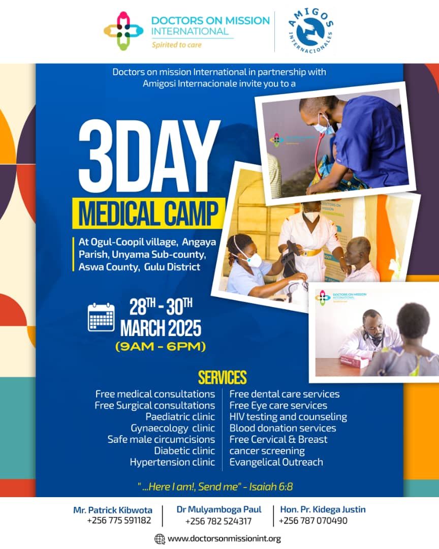 A poster for a 3 day medical camp.