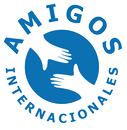 The logo for amigos internacionales is blue and white