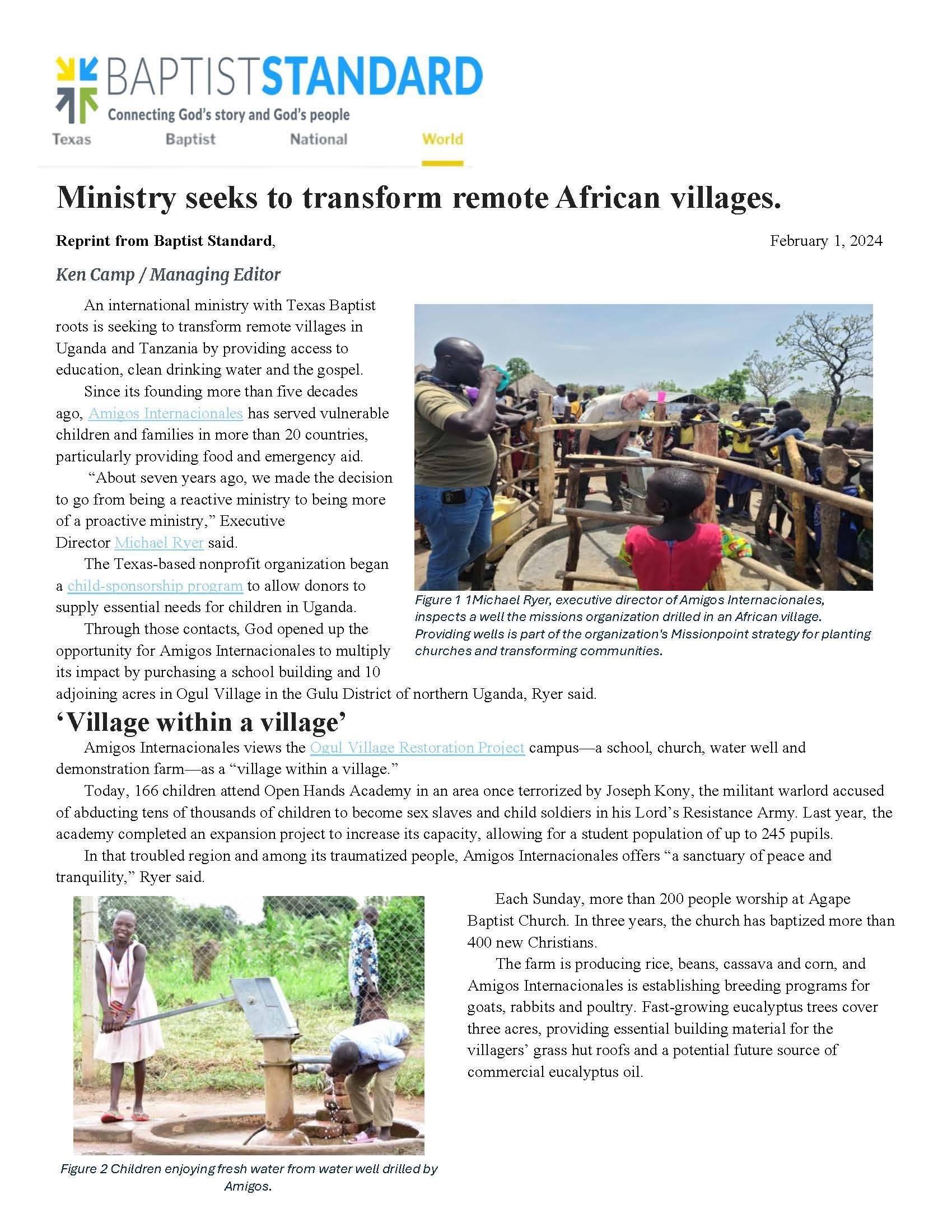 A newspaper article about a remote african village.
