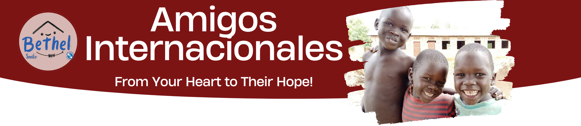 A sign that says amigos internacionales from your heart to their heart
