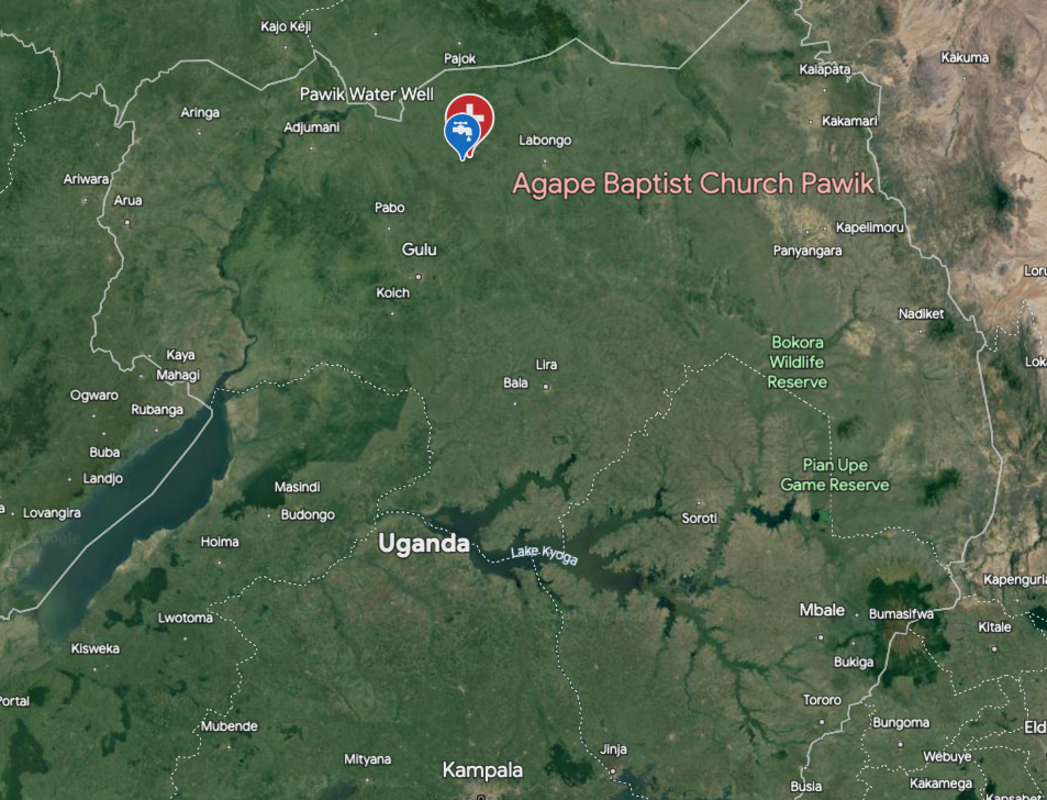 Map showing the location of Agape Baptist Church-Pawik