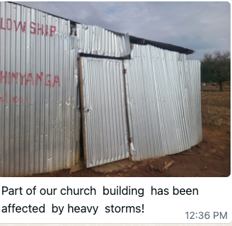 Part of our church building has been affected by heavy storms