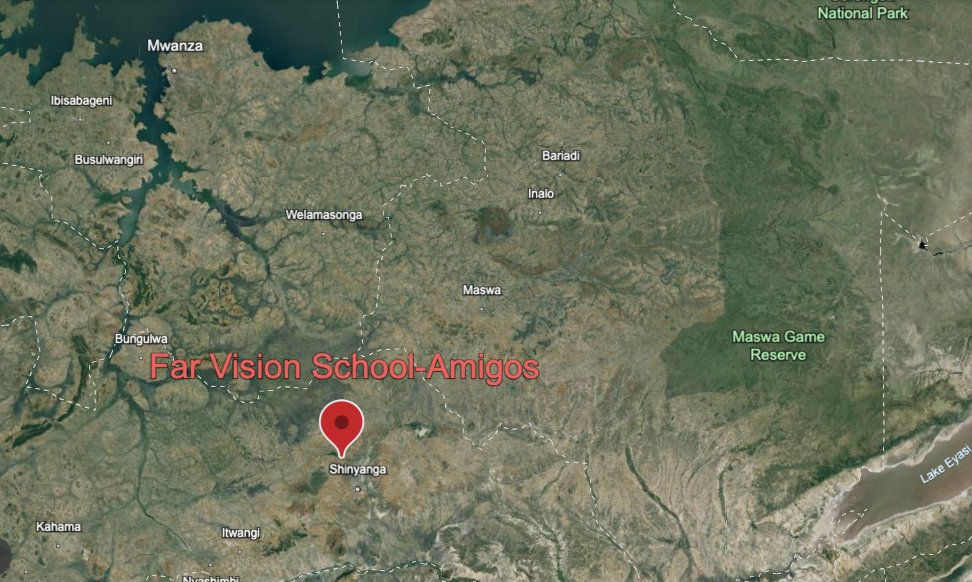 Tanzanian  Map showing site of Far Vision School