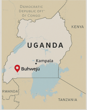 A map of uganda shows the location of buhweju