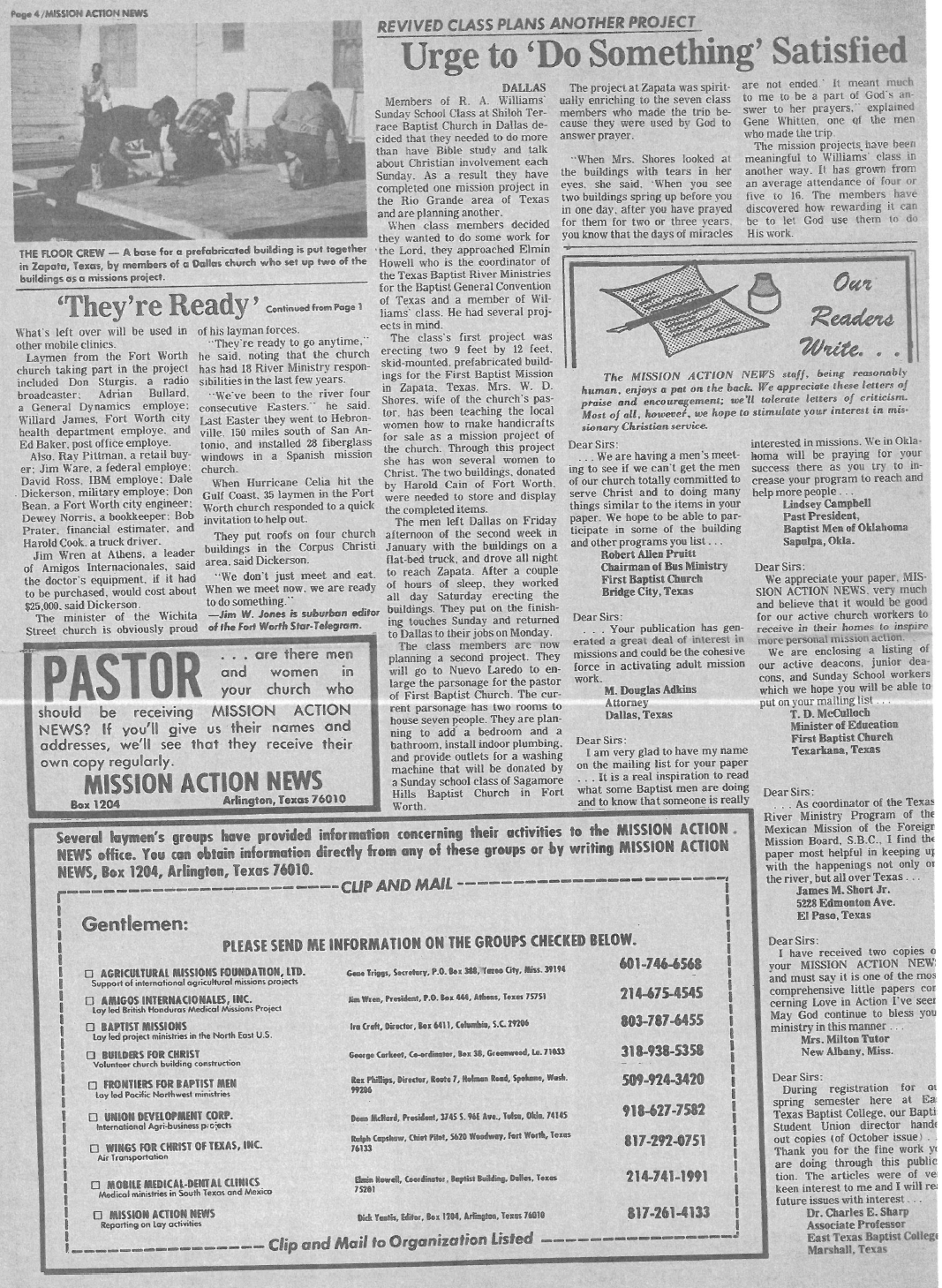 A page from a newspaper featuring an article about the work of Amigos Internacionales
