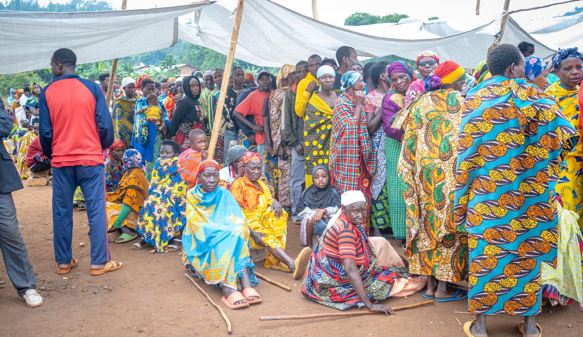 Community gathering at Amigos Internacionales medical camp in Burundi