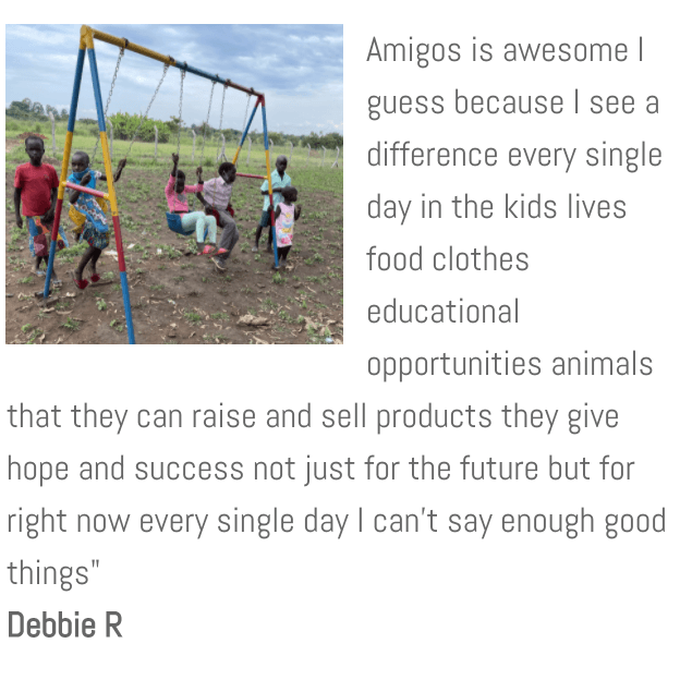 A picture of children on a swing set with a quote from debbie r.