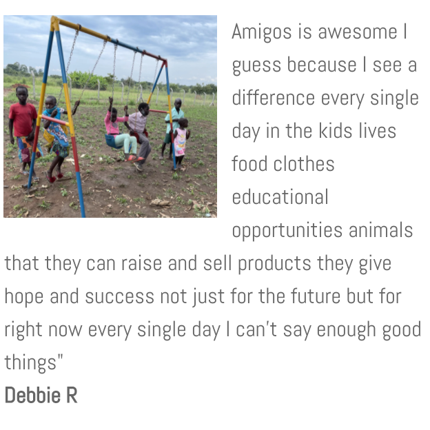 a group of children playing on a swing set with a quote from debbie r.