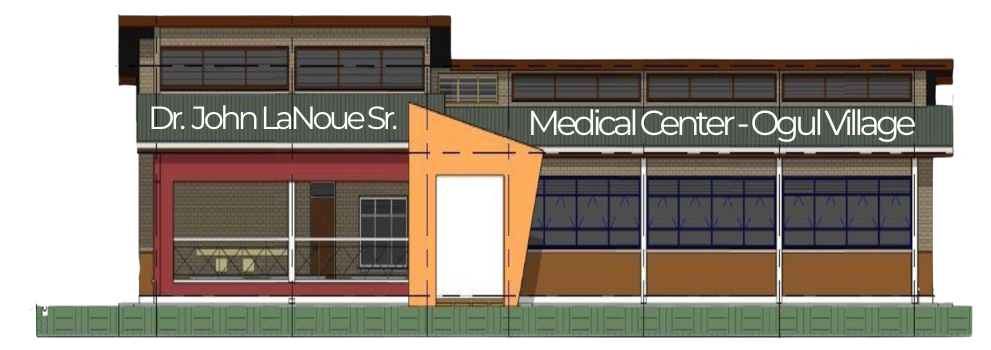 An artist 's impression of a medical center called dr. john l lanoque