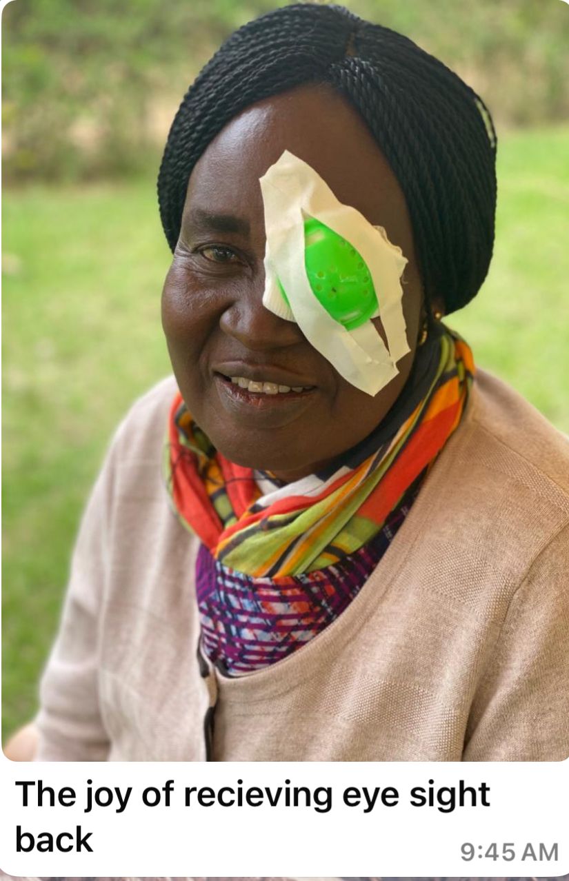 Smiling person with eye patch, green in the center. Text: