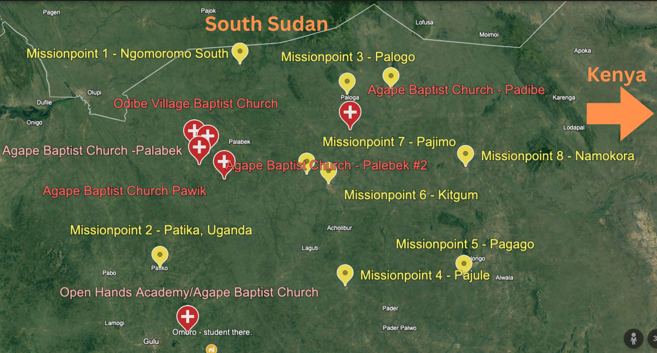 A map showing the location of south sudan and kenya